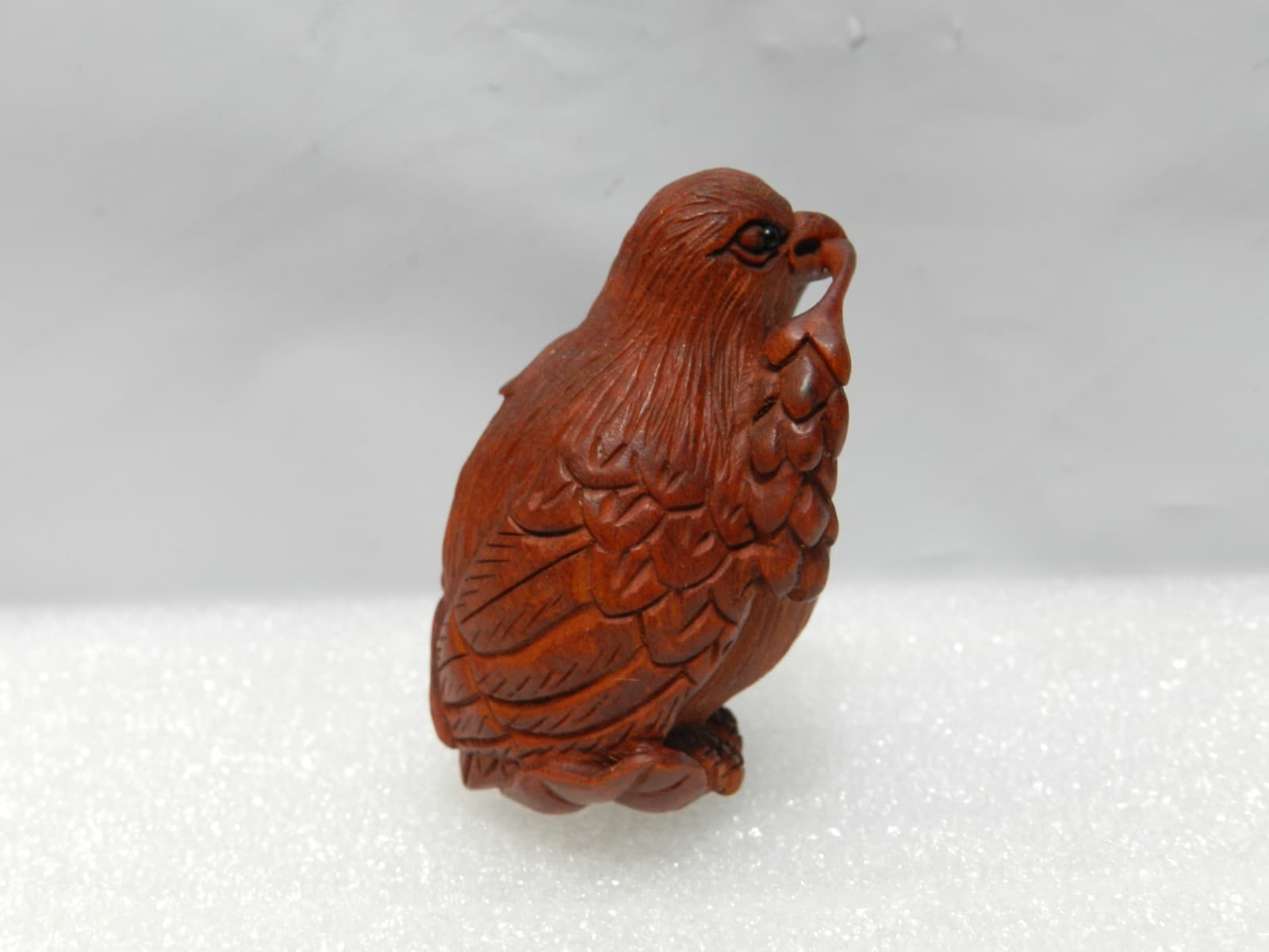 Netsuke Japanese Boxwood Hand Carved Bird w/ ear of Wheat Prosperity Signed I59S - Thumbnail 9