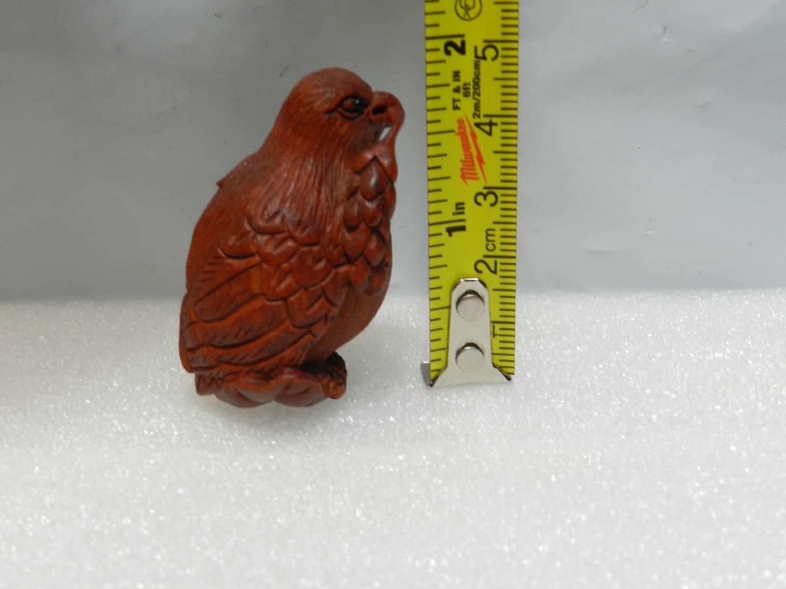 Netsuke Japanese Boxwood Hand Carved Bird w/ ear of Wheat Prosperity Signed I59S - Thumbnail 10