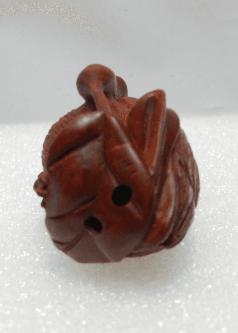 Netsuke Japanese Boxwood Hand Carved Bird w/ ear of Wheat Prosperity Signed I59S - Thumbnail 6