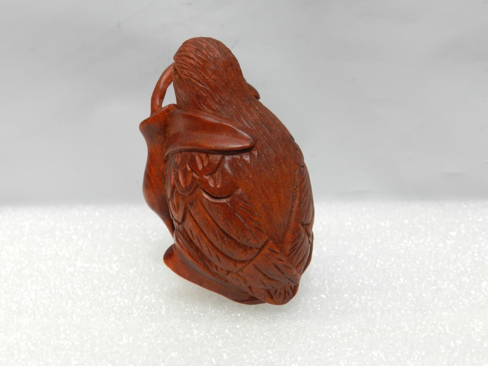 Netsuke Japanese Boxwood Hand Carved Bird w/ ear of Wheat Prosperity Signed I59S - Thumbnail 7