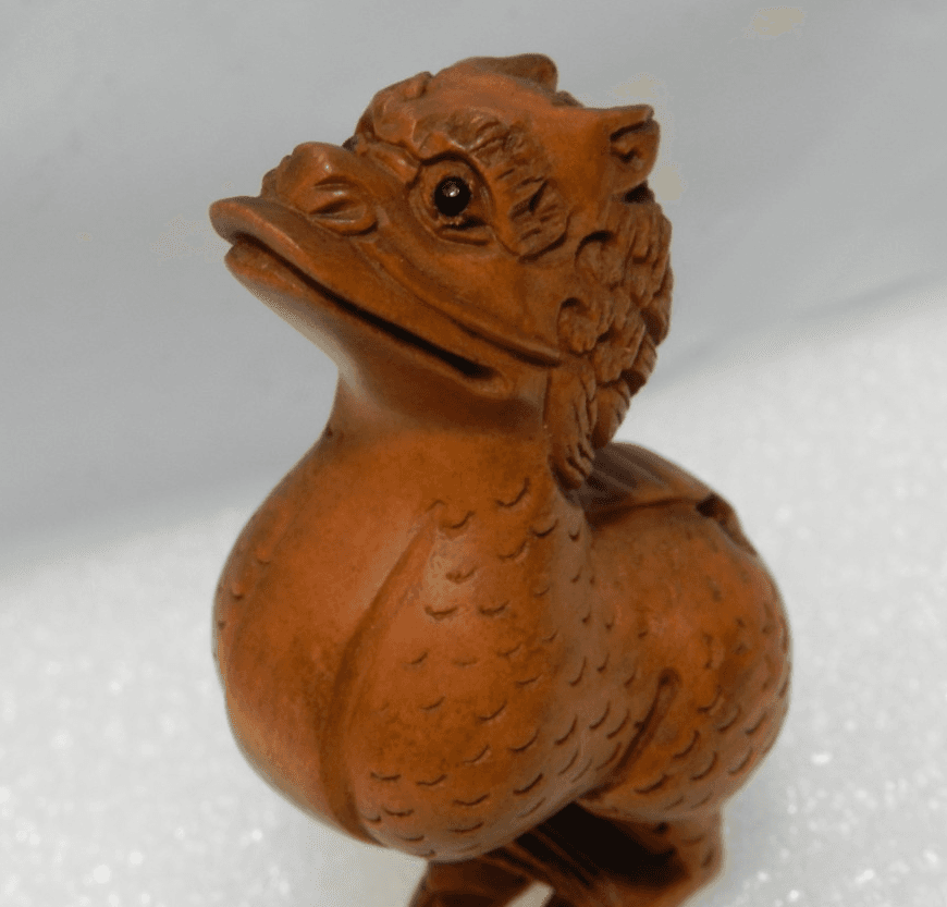 Netsuke Japanese Boxwood Hand Carved Zodiac Dragon Signed I60S - Thumbnail 2