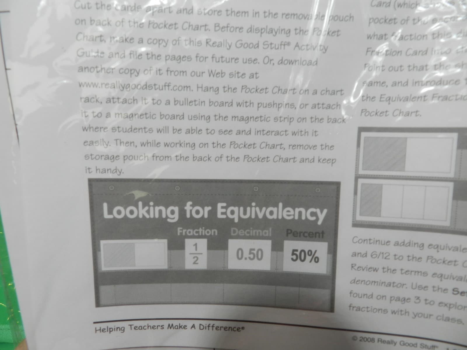 Really Good Stuff Looking for Equivalency Pocket Chart Classroom Homeschool E48J - Thumbnail 10