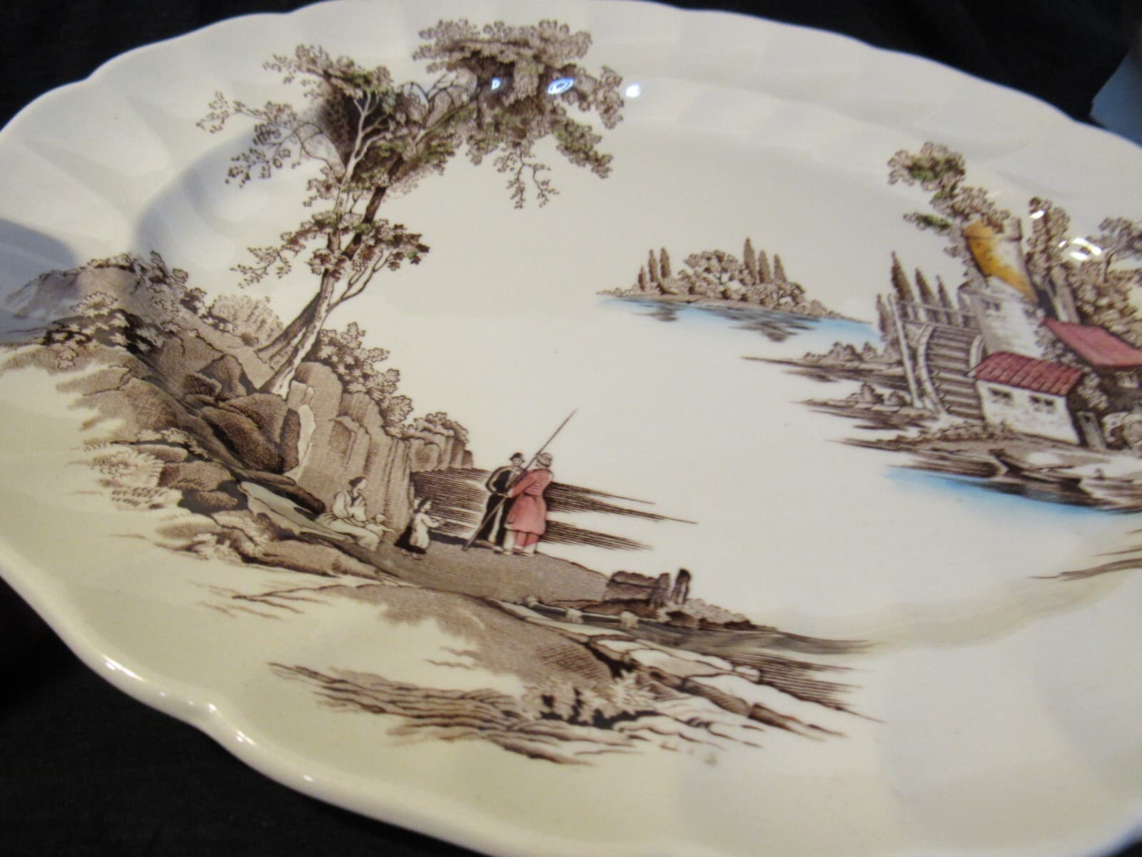 Johnson Bros “The Old Mill” Oval Platter England V49J - Thumbnail 3