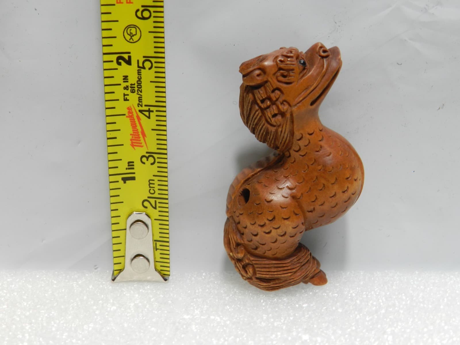 Netsuke Japanese Boxwood Hand Carved Zodiac Dragon Signed I60S - Thumbnail 9