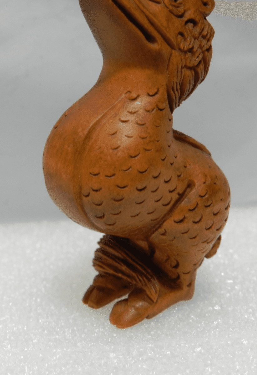 Netsuke Japanese Boxwood Hand Carved Zodiac Dragon Signed I60S - Thumbnail 3