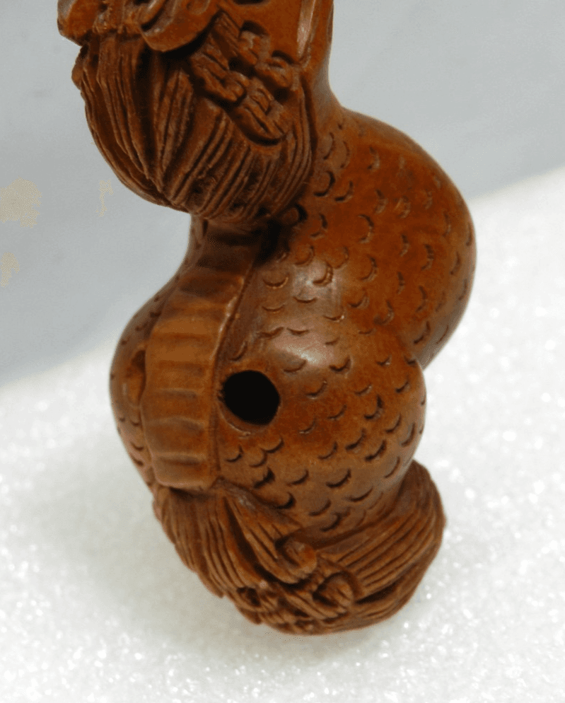 Netsuke Japanese Boxwood Hand Carved Zodiac Dragon Signed I60S - Thumbnail 5