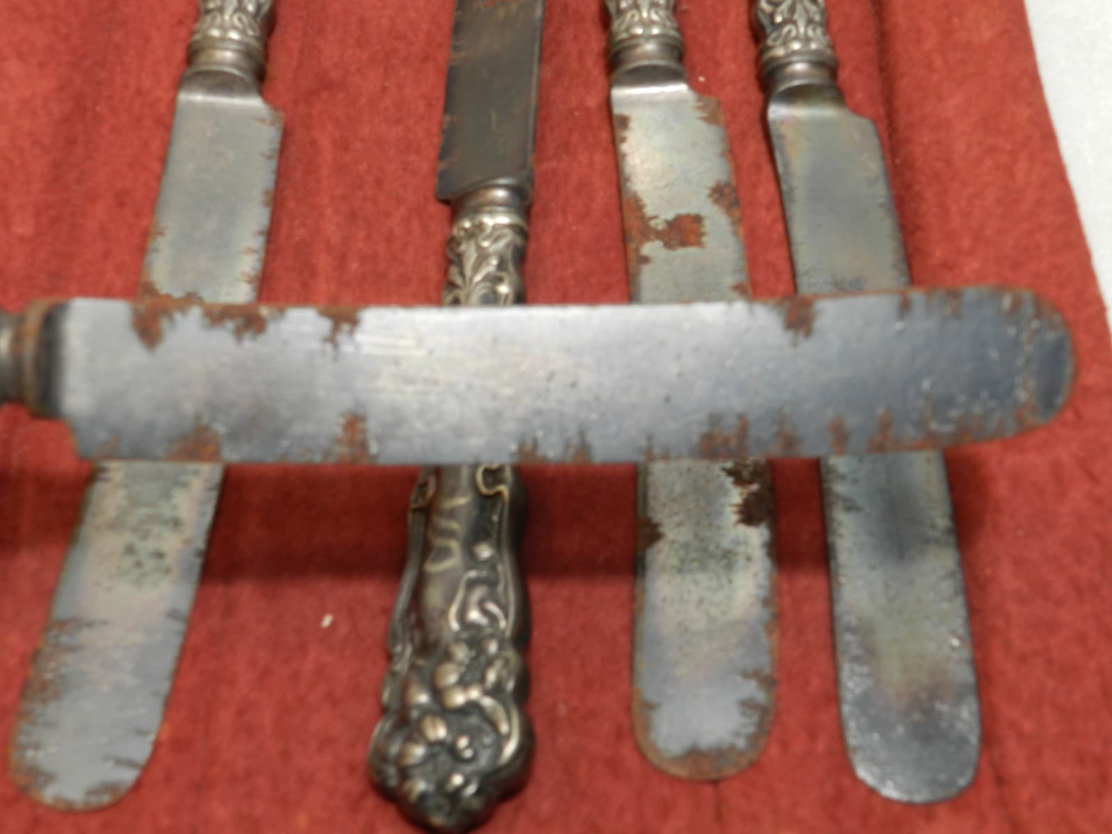 Vtg 6 WM Rogers Knife Knives Eagle Brand Silverware Wallingford Flowers I64S - Thumbnail 6