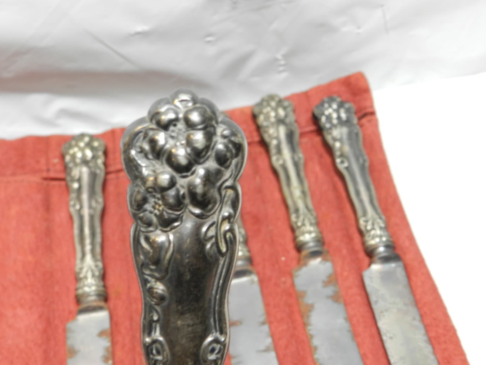 Vtg 6 WM Rogers Knife Knives Eagle Brand Silverware Wallingford Flowers I64S - Thumbnail 3