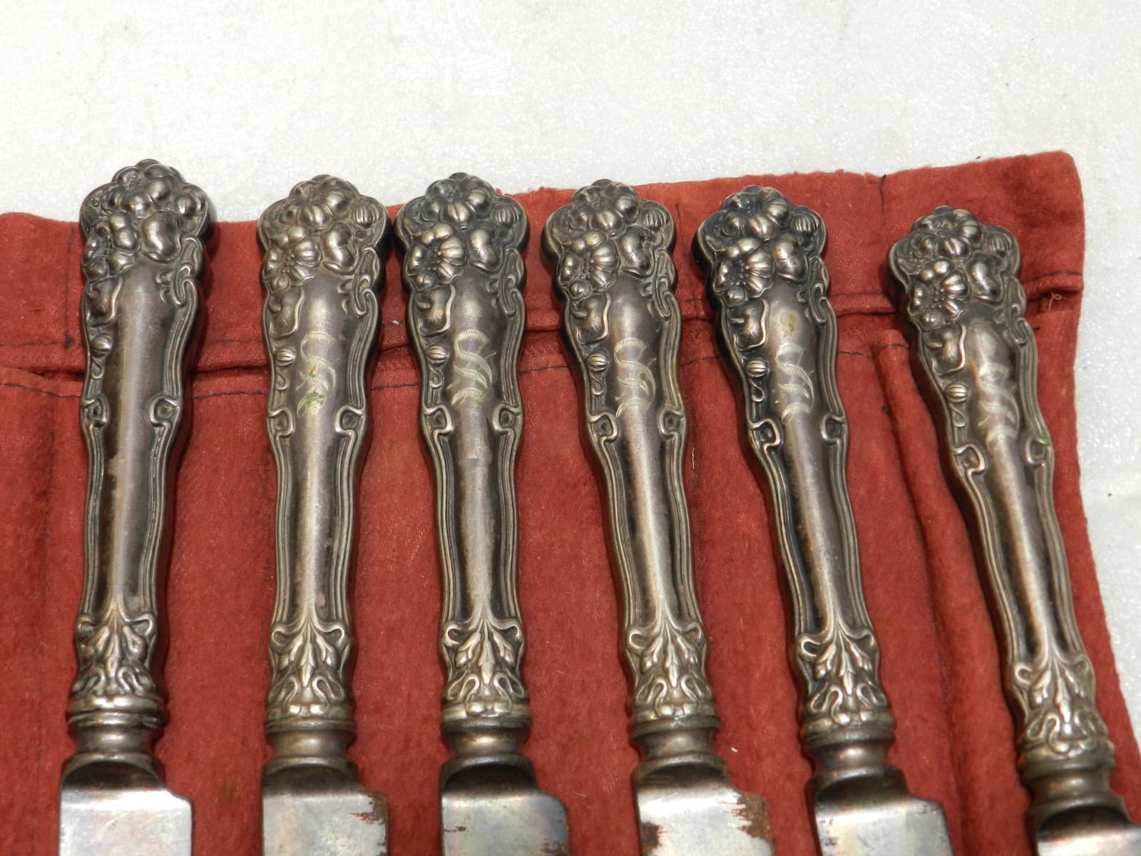 Vtg 6 WM Rogers Knife Knives Eagle Brand Silverware Wallingford Flowers I64S - Thumbnail 11