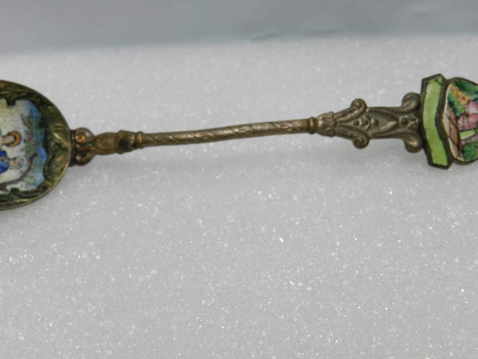 Vintage Czechoslovakia Porcelain Enamel Gold Plated Spoon (I63S) - Thumbnail 9