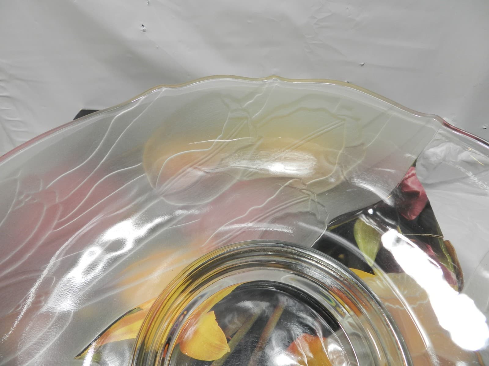 Satin Bouquet Hand Decorated Floral Crystal Chip & Dip Dish Plate 13" M21J - Thumbnail 5