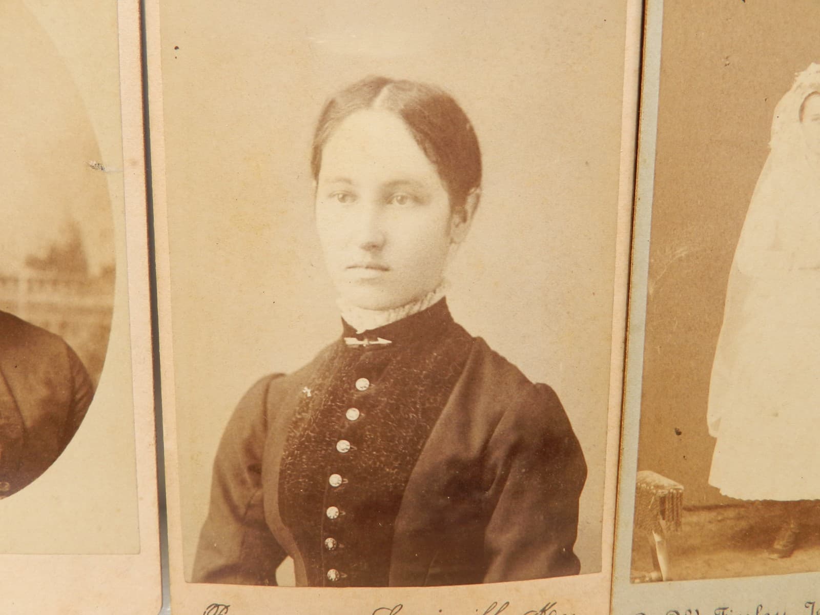 3 Antique Cabinet Card Photo Victorian Young Women Bride Indiana Kentucky (I62S) - Thumbnail 3