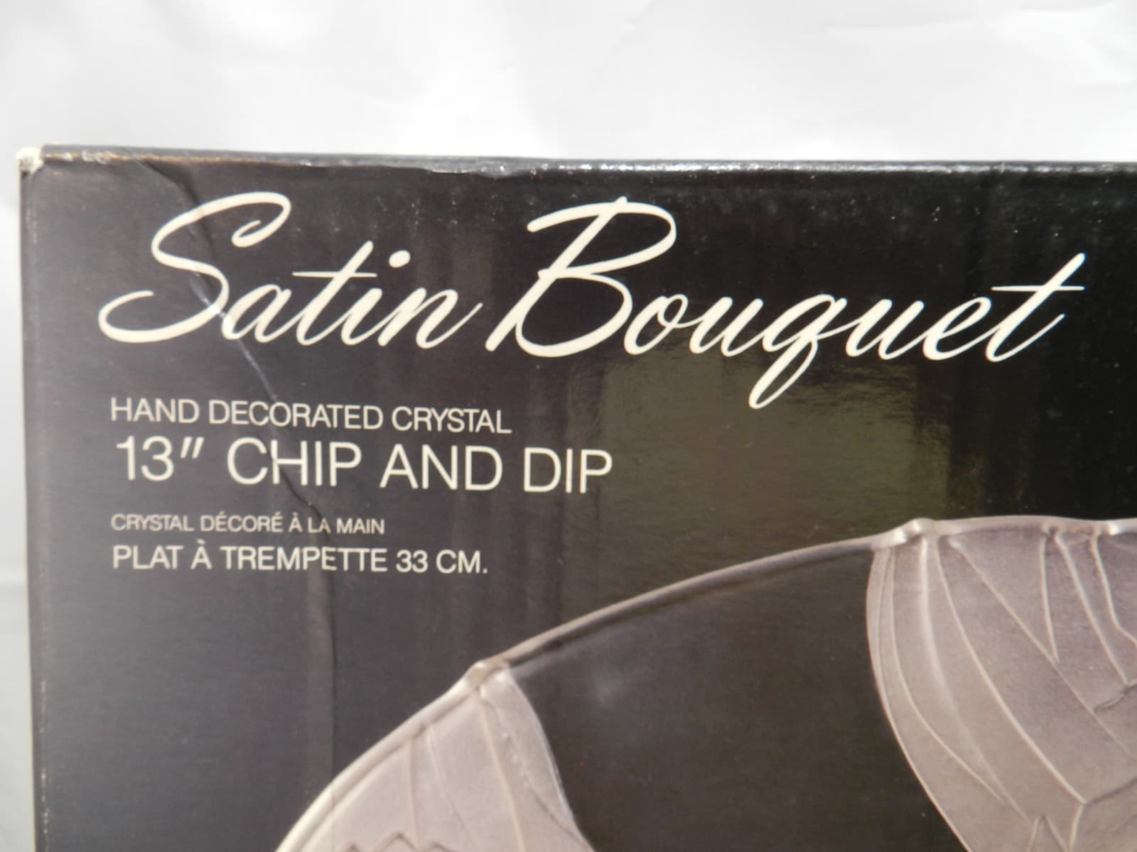Satin Bouquet Hand Decorated Floral Crystal Chip & Dip Dish Plate 13" M21J - Thumbnail 9