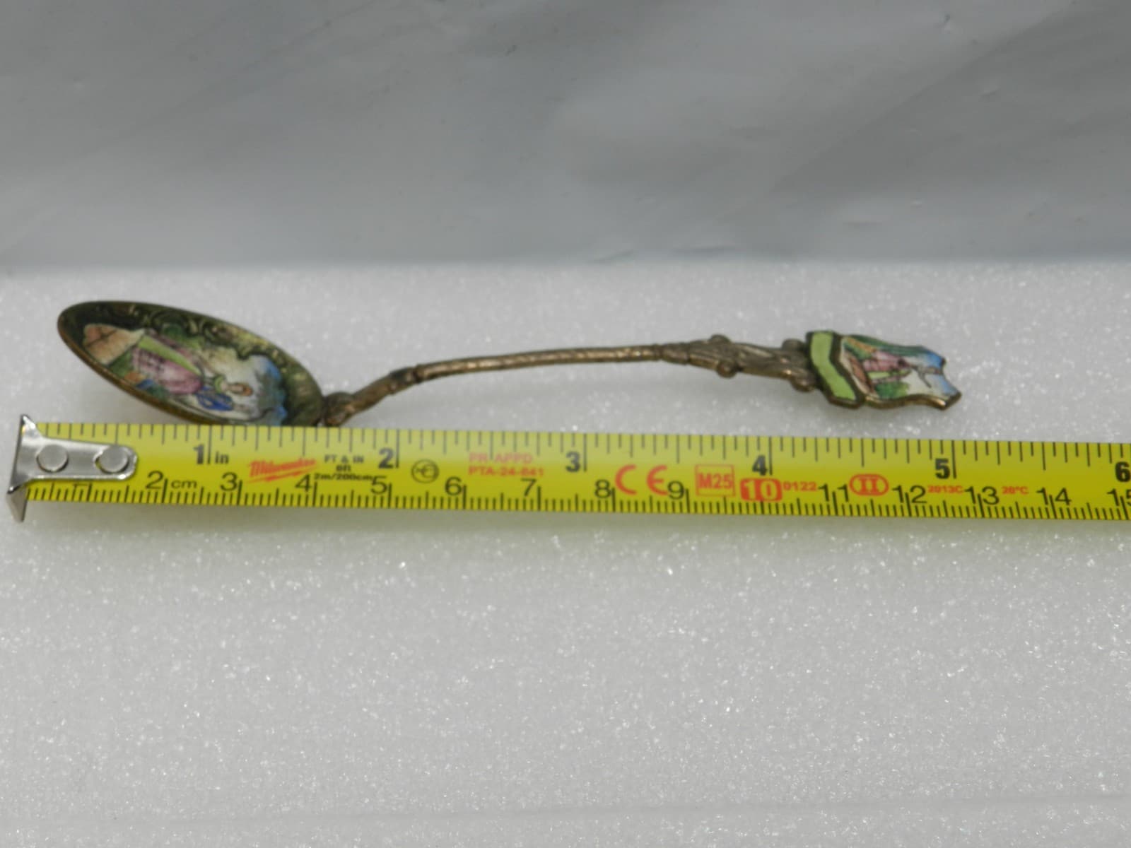 Vintage Czechoslovakia Porcelain Enamel Gold Plated Spoon (I63S) - Thumbnail 8