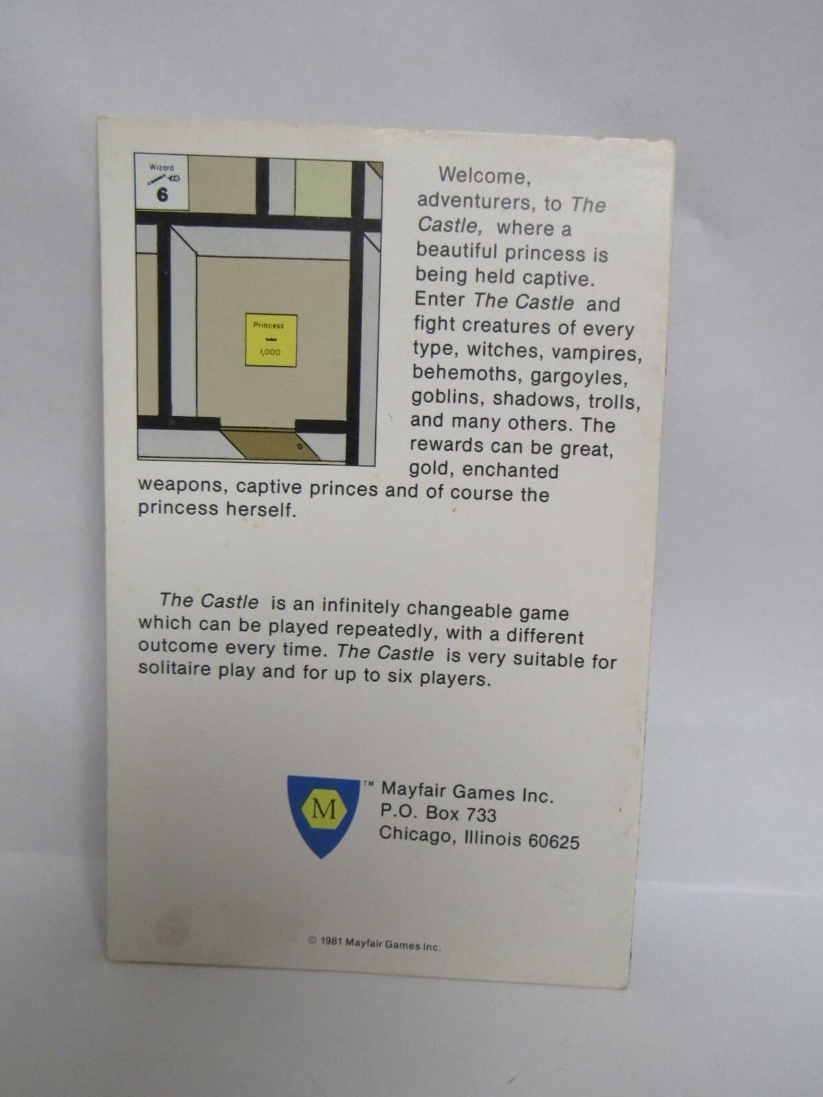 The Castle Fantasy Mini Board Game Book Mayfair 1981 BOOK ONLY - Thumbnail 2
