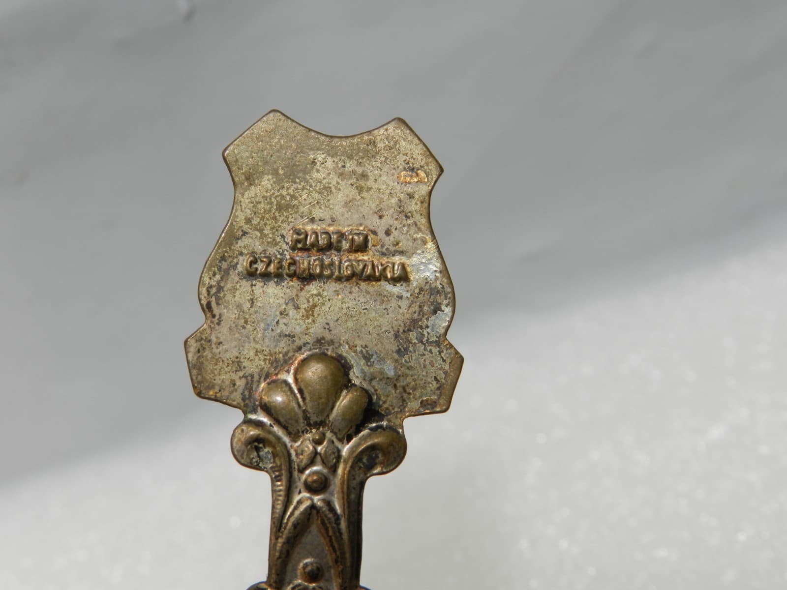 Vintage Czechoslovakia Porcelain Enamel Gold Plated Spoon (I63S) - Thumbnail 5