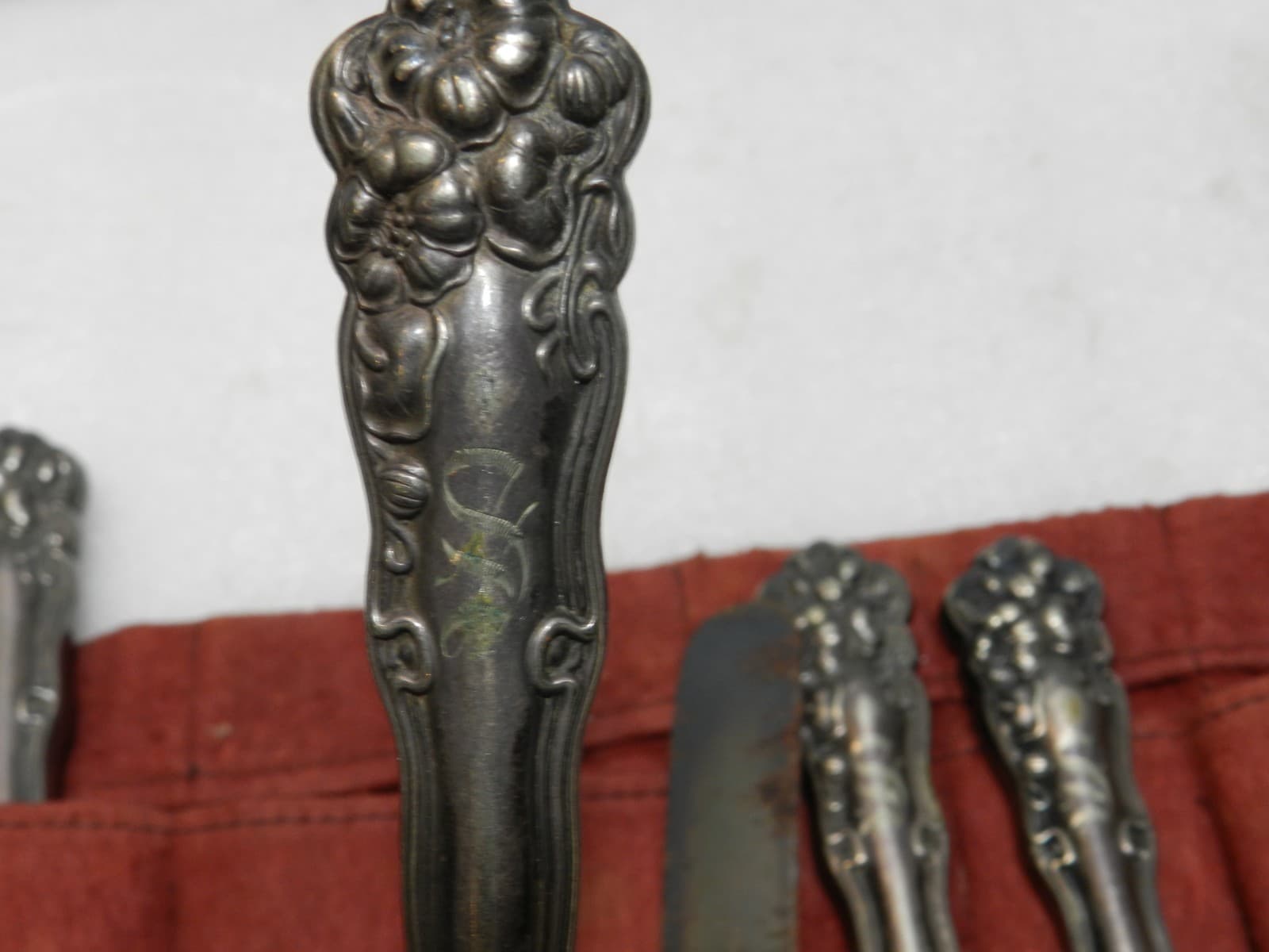 Vtg 6 WM Rogers Knife Knives Eagle Brand Silverware Wallingford Flowers I64S - Thumbnail 10
