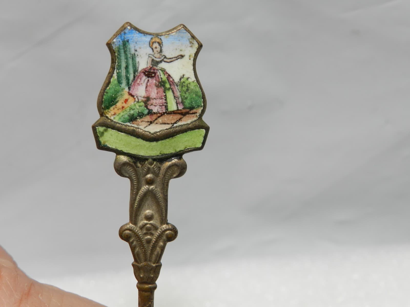 Vintage Czechoslovakia Porcelain Enamel Gold Plated Spoon (I63S) - Thumbnail 3