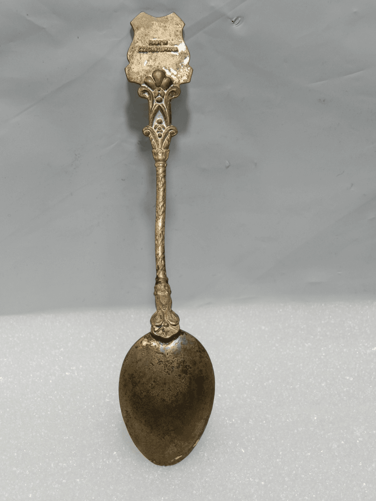 Vintage Czechoslovakia Porcelain Enamel Gold Plated Spoon (I63S) - Thumbnail 4