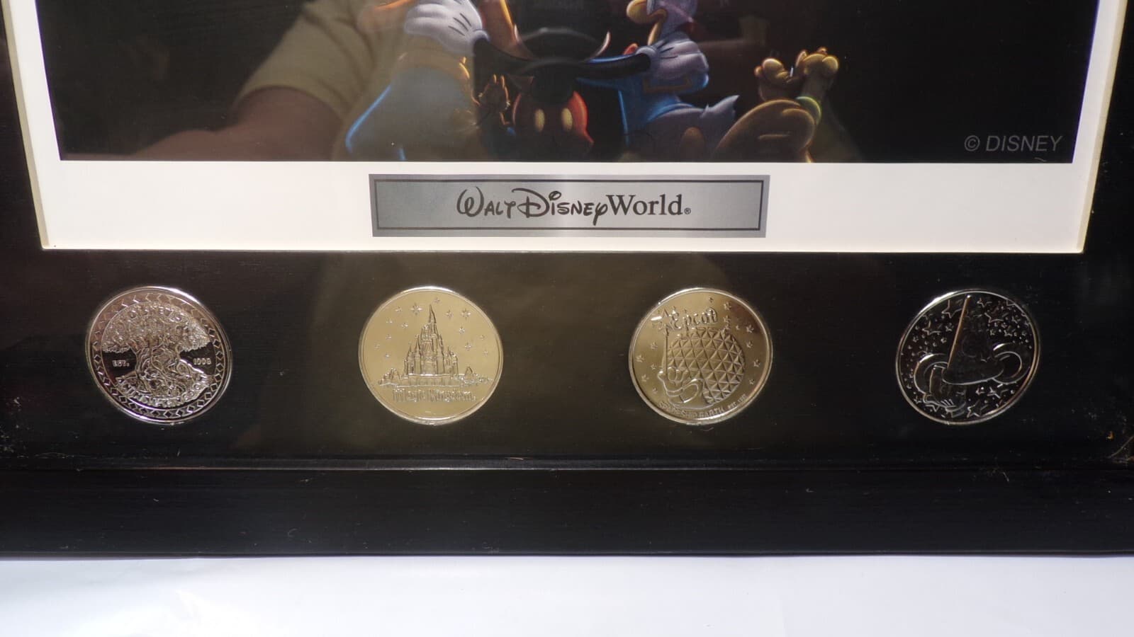 Walt Disney World Print With Coins Four Parks One World Art Picture Framed (N46M - Thumbnail 2