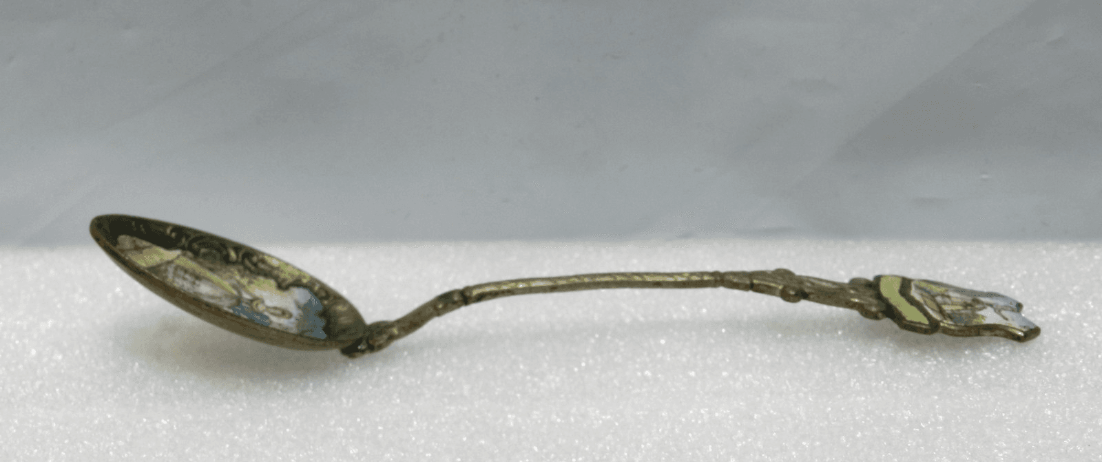 Vintage Czechoslovakia Porcelain Enamel Gold Plated Spoon (I63S) - Thumbnail 7
