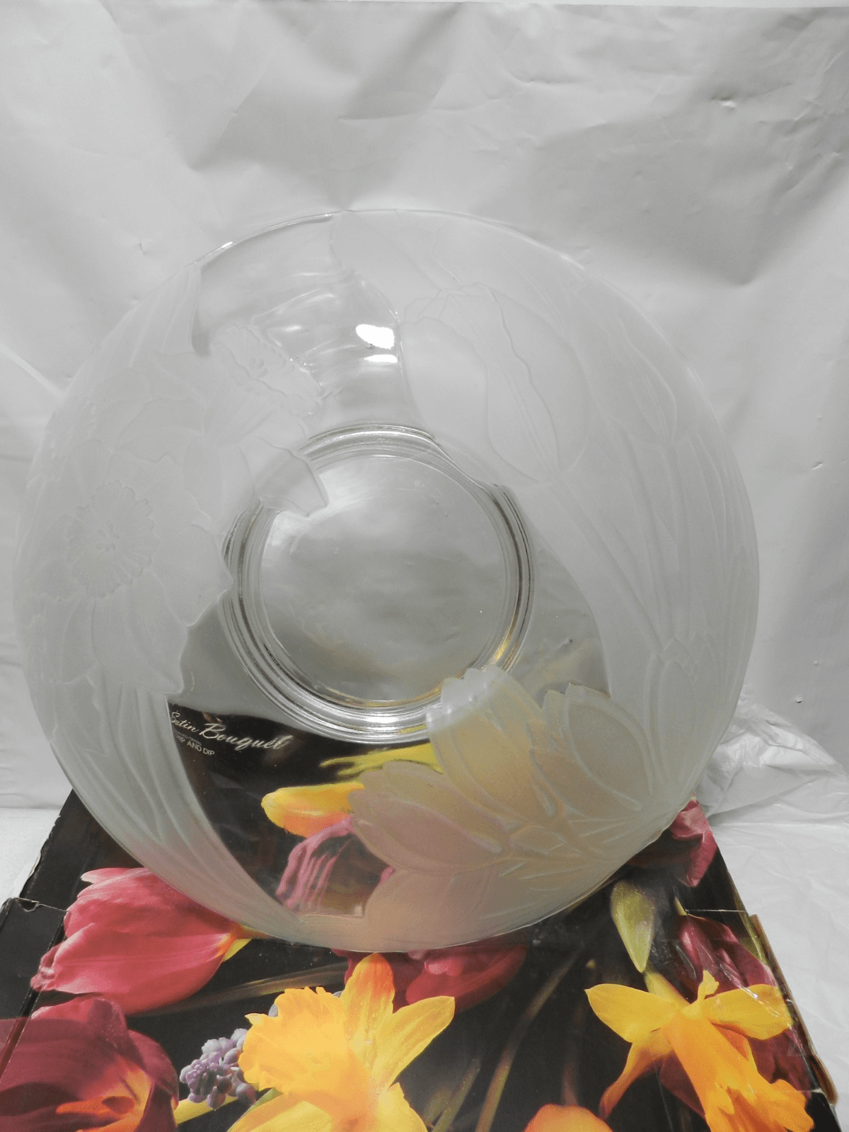 Satin Bouquet Hand Decorated Floral Crystal Chip & Dip Dish Plate 13" M21J - Thumbnail 7