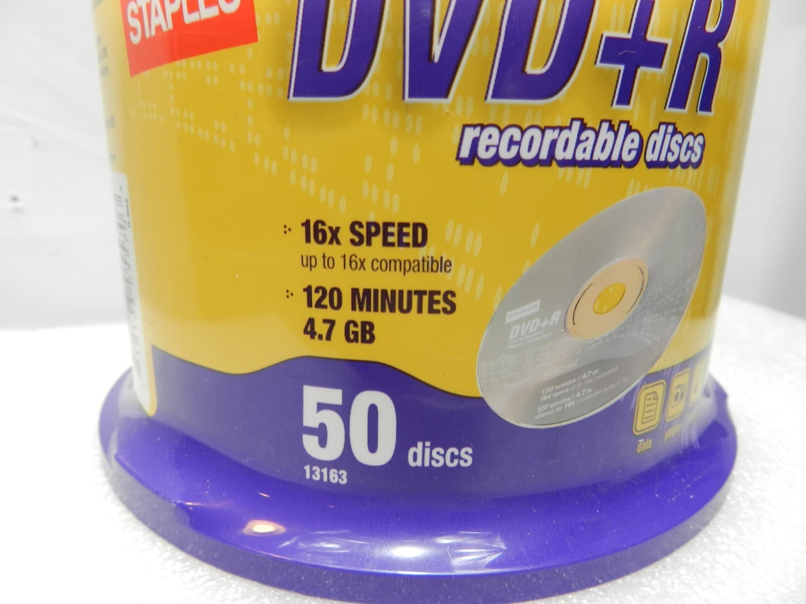 Staples DVD-R 4.7GB 16x Blank Recordable Discs 50 pack - New, Sealed (M22J) - Thumbnail 2