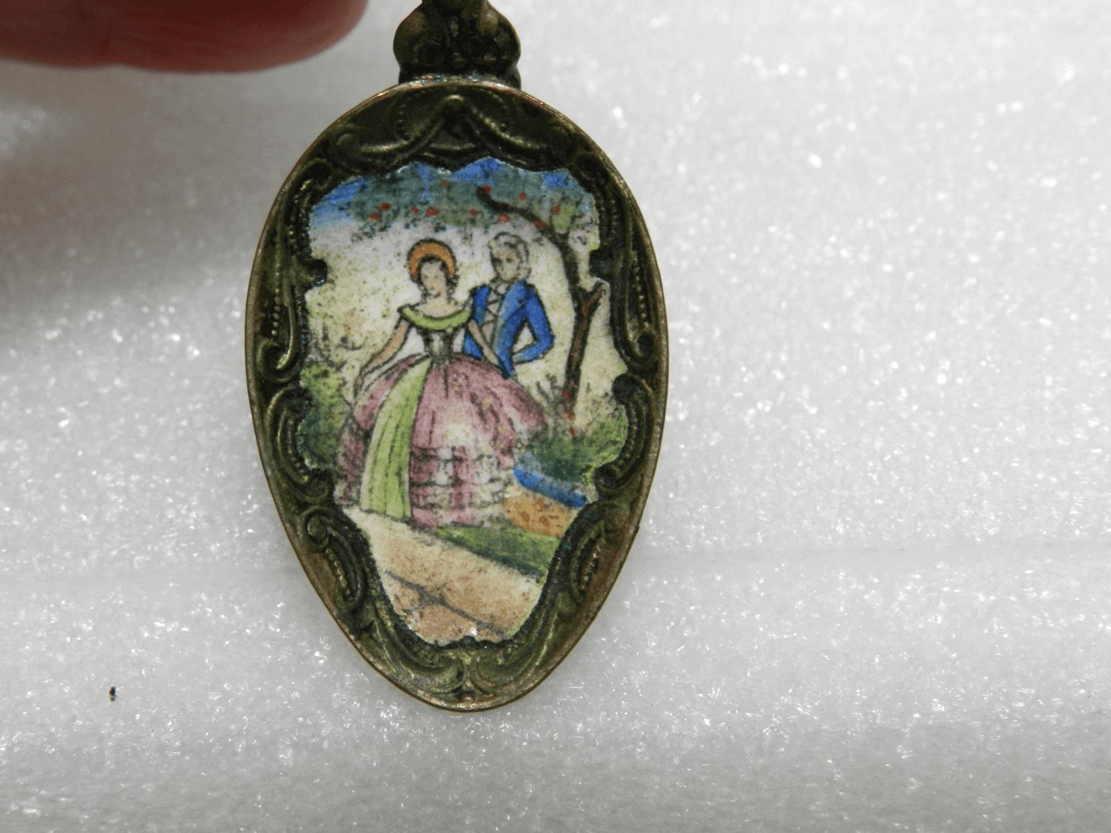 Vintage Czechoslovakia Porcelain Enamel Gold Plated Spoon (I63S) - Thumbnail 2