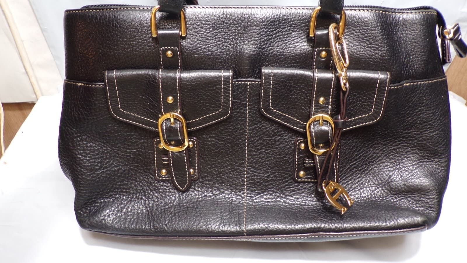 Eithan Aigner Black Pebbled Leather Shoulder Bag (N53K) - Thumbnail 2