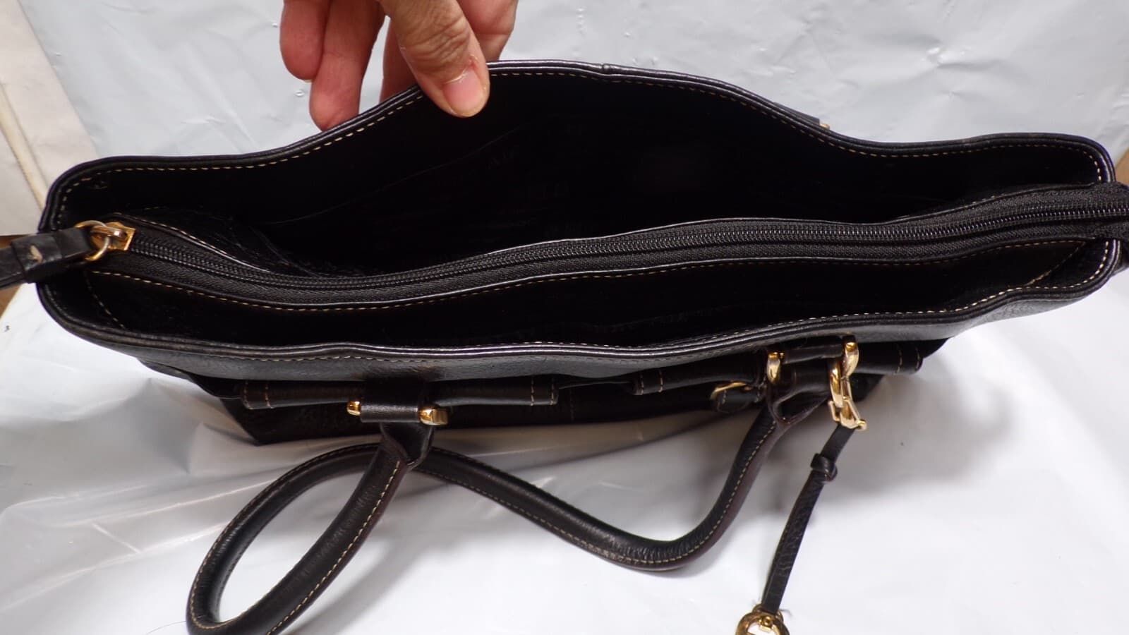 Eithan Aigner Black Pebbled Leather Shoulder Bag (N53K) - Thumbnail 9