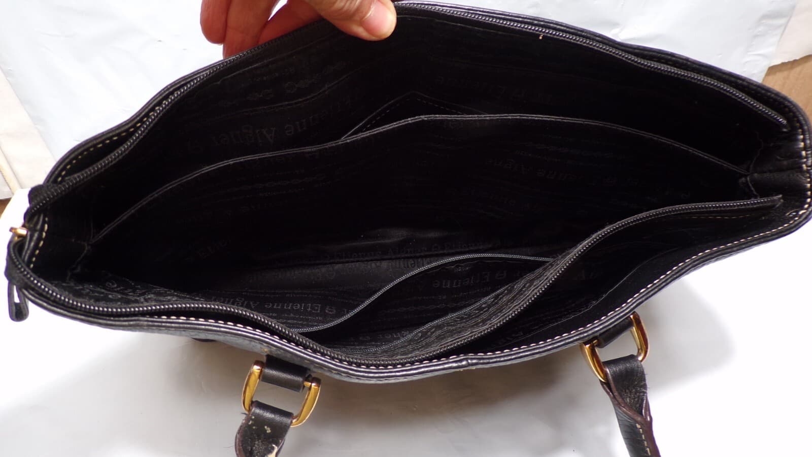 Eithan Aigner Black Pebbled Leather Shoulder Bag (N53K) - Thumbnail 5