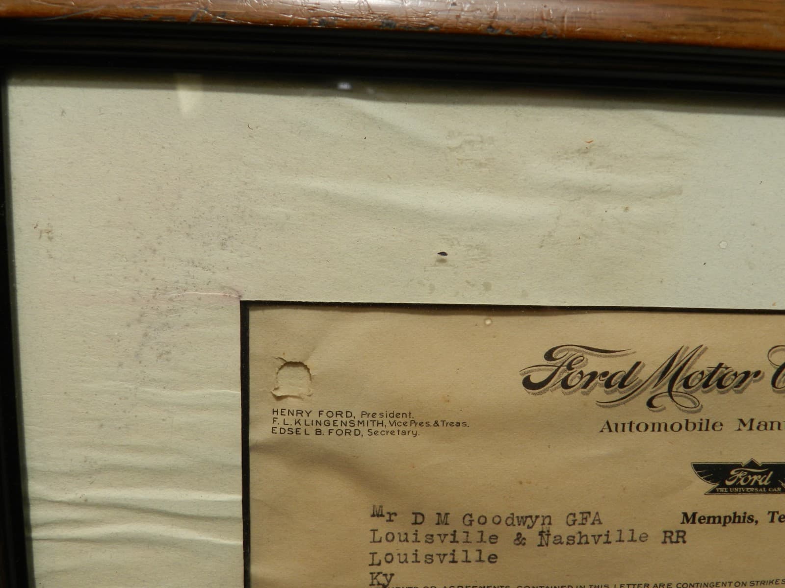 1918 Ford Motor Co Letter Memphis Tenn. Traffic Dept Jan. 4, 1918 (I74S) - Thumbnail 5