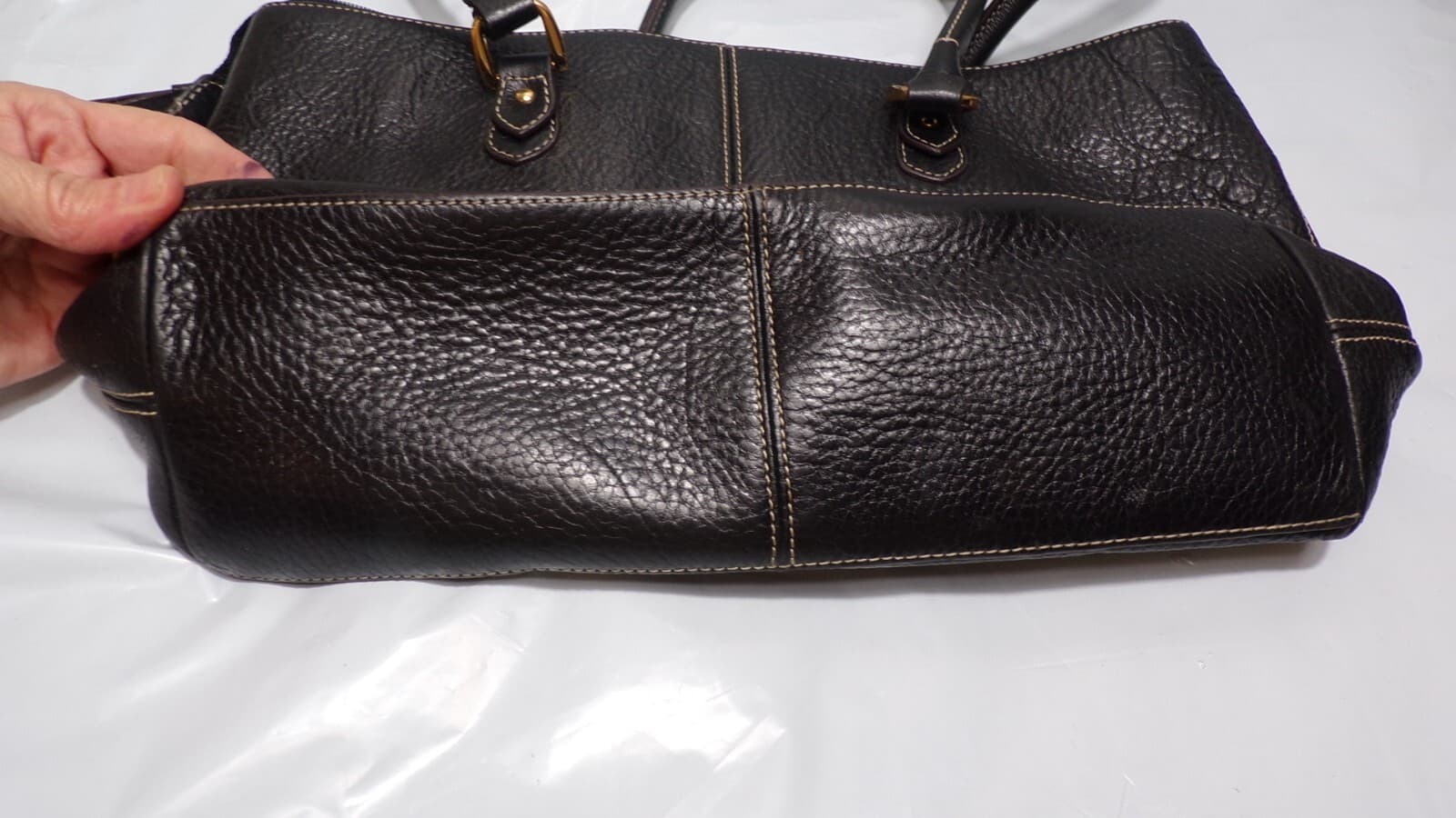 Eithan Aigner Black Pebbled Leather Shoulder Bag (N53K) - Thumbnail 4