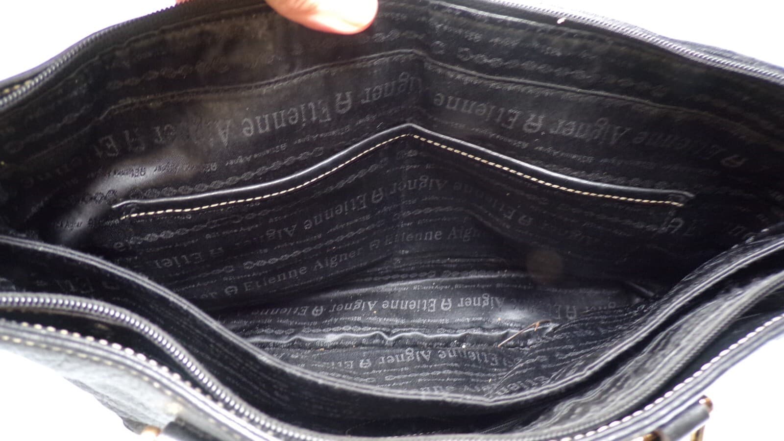 Eithan Aigner Black Pebbled Leather Shoulder Bag (N53K) - Thumbnail 6