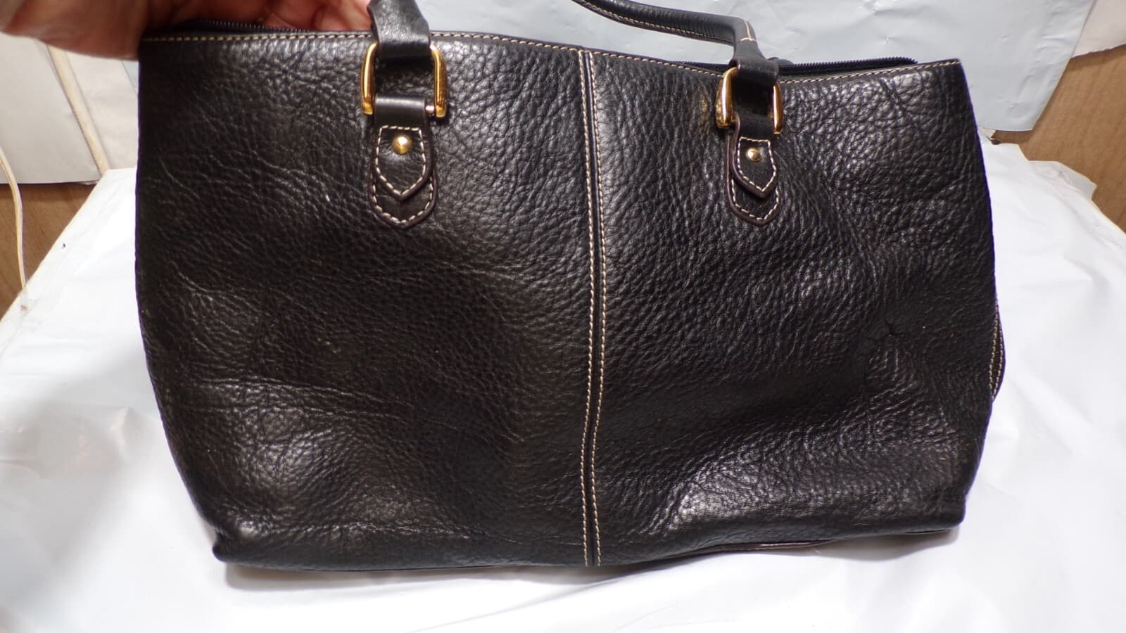 Eithan Aigner Black Pebbled Leather Shoulder Bag (N53K) - Thumbnail 3