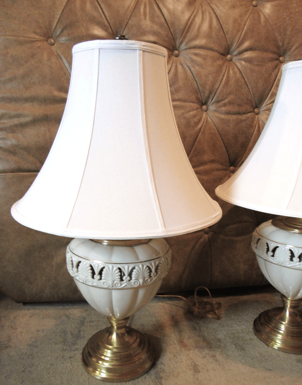Rare LENOX QUOIZEL ATHENIAN TABLE LAMPS BRASS FINISH 30.5"H x 15"D 3 Way I75J - Thumbnail 2