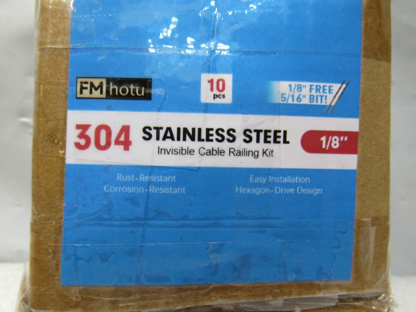 10Pk 1/8" Invisible Cable Railing Kit, Stainless Steel Invisible 304 (I82J) - Thumbnail 2