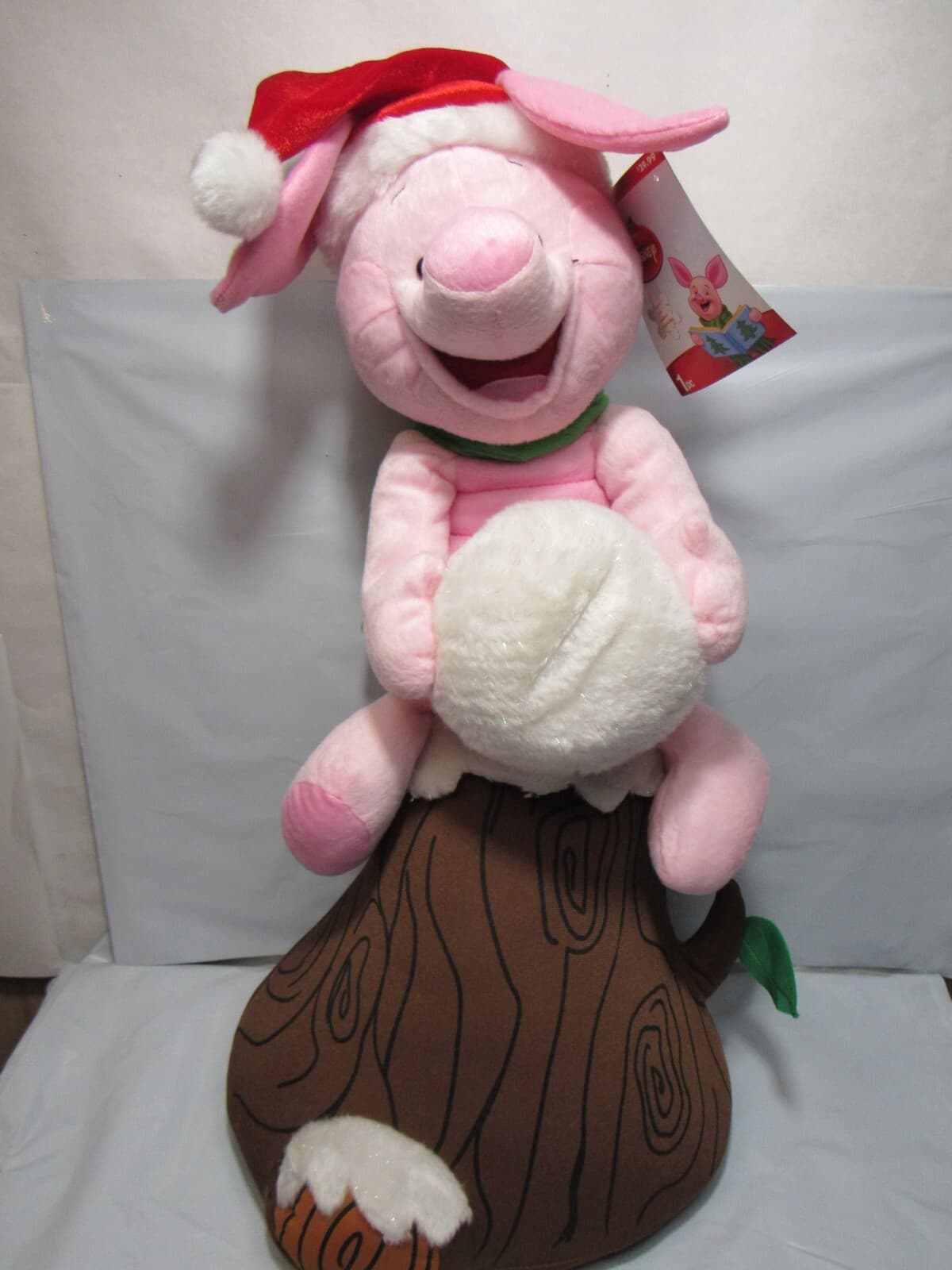 New 24" Disney Holiday Christmas Piglet On A Tree Stump Indoor Decoration (L75M) - Thumbnail 2