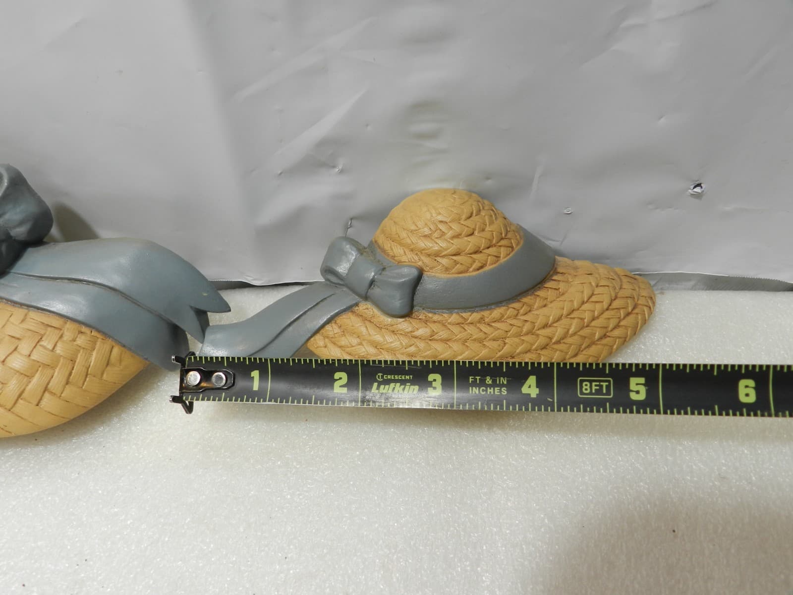 3 Vintage Burwood Plastic Straw Hat Wall Art Cottage Garden Decor Blue Bow Z65J - Thumbnail 4