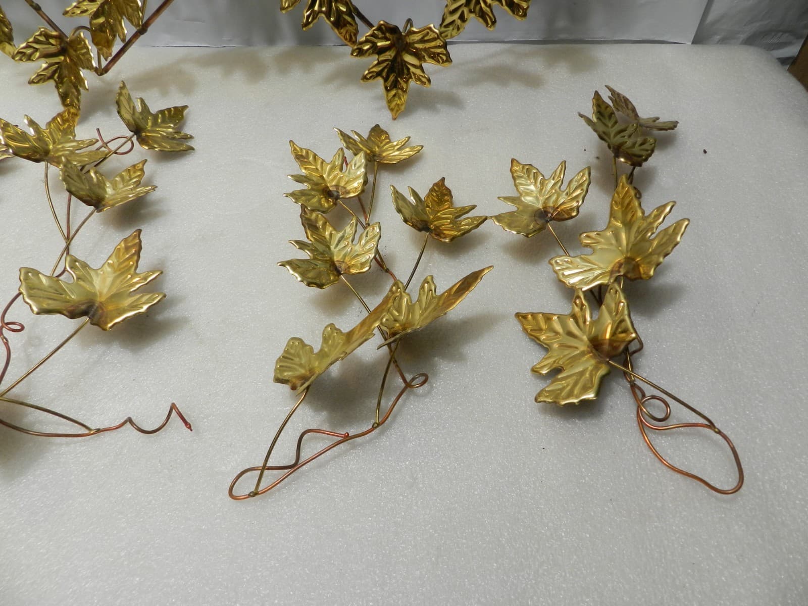 6 pc Vintage Home Interior Brass Metal Leaf Heart Shaped & 4 Leaves Stems (Z67J) - Thumbnail 9