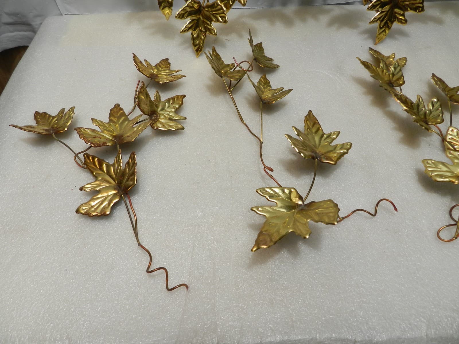 6 pc Vintage Home Interior Brass Metal Leaf Heart Shaped & 4 Leaves Stems (Z67J) - Thumbnail 8