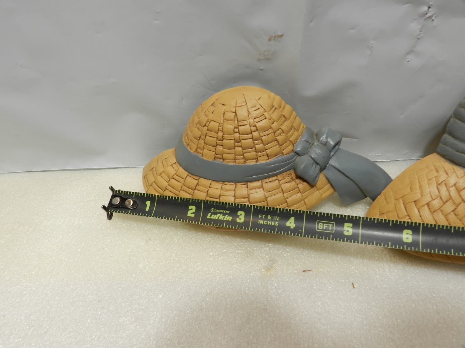 3 Vintage Burwood Plastic Straw Hat Wall Art Cottage Garden Decor Blue Bow Z65J - Thumbnail 2