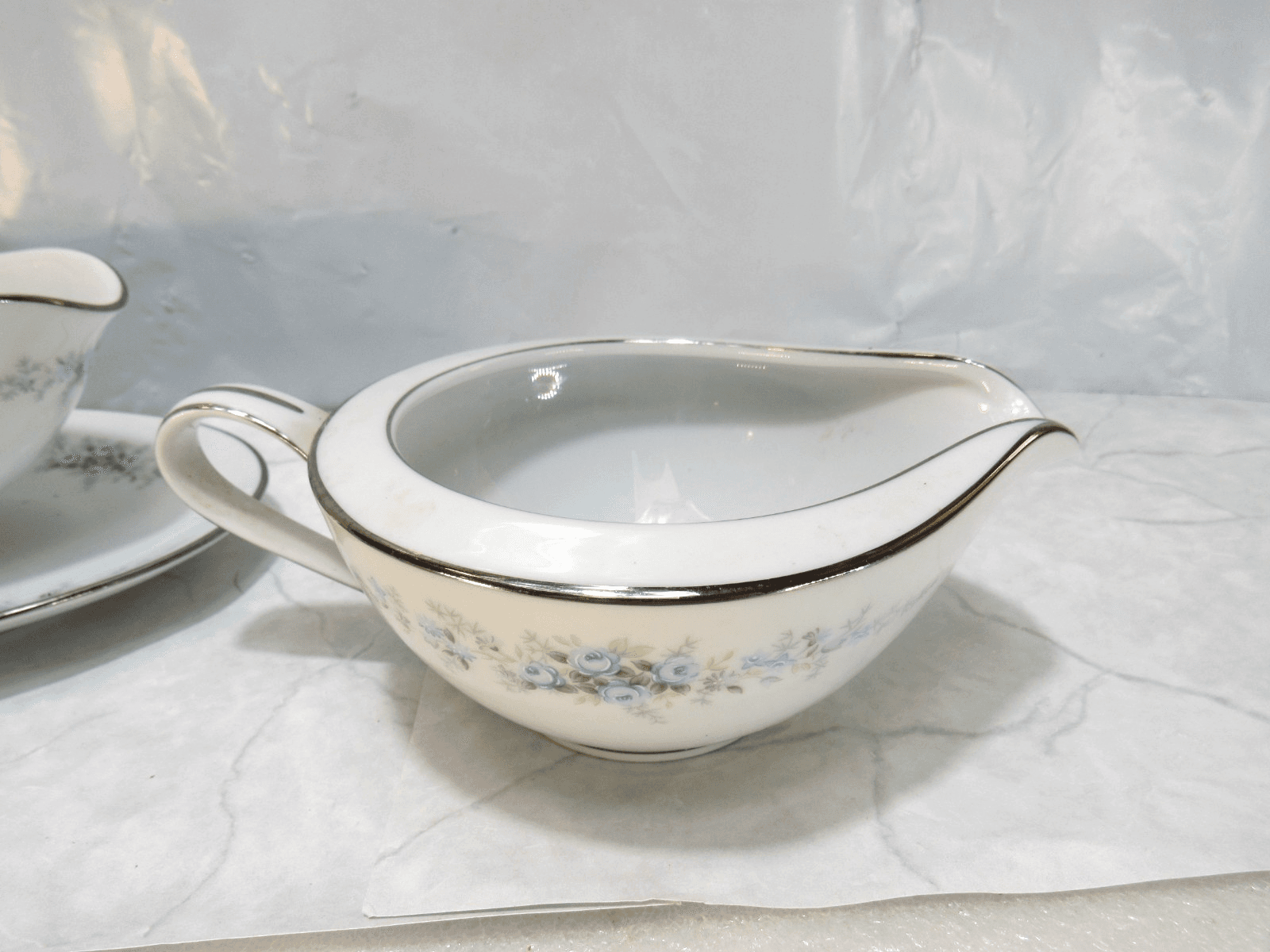 3Pc Retired NORITAKE ROSEBERRY 6241 Japan - Gravy Boat / Creamer / Sugar X86K - Thumbnail 8
