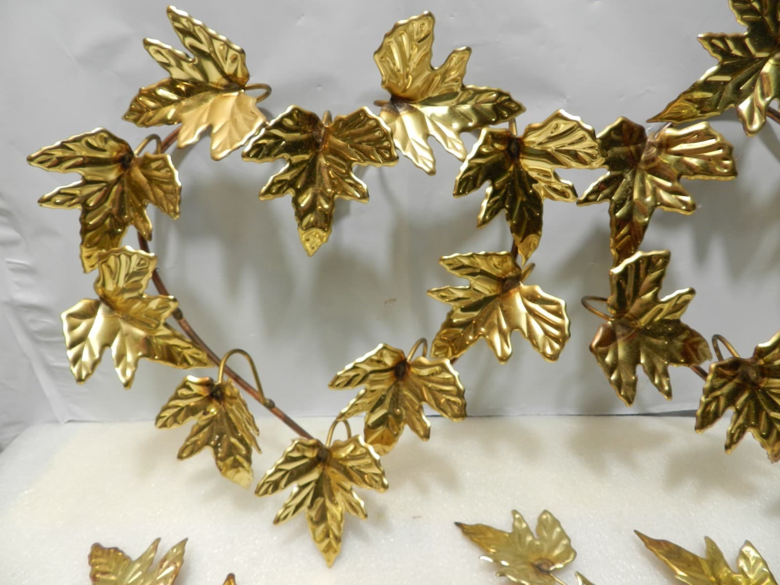 6 pc Vintage Home Interior Brass Metal Leaf Heart Shaped & 4 Leaves Stems (Z67J) - Thumbnail 2