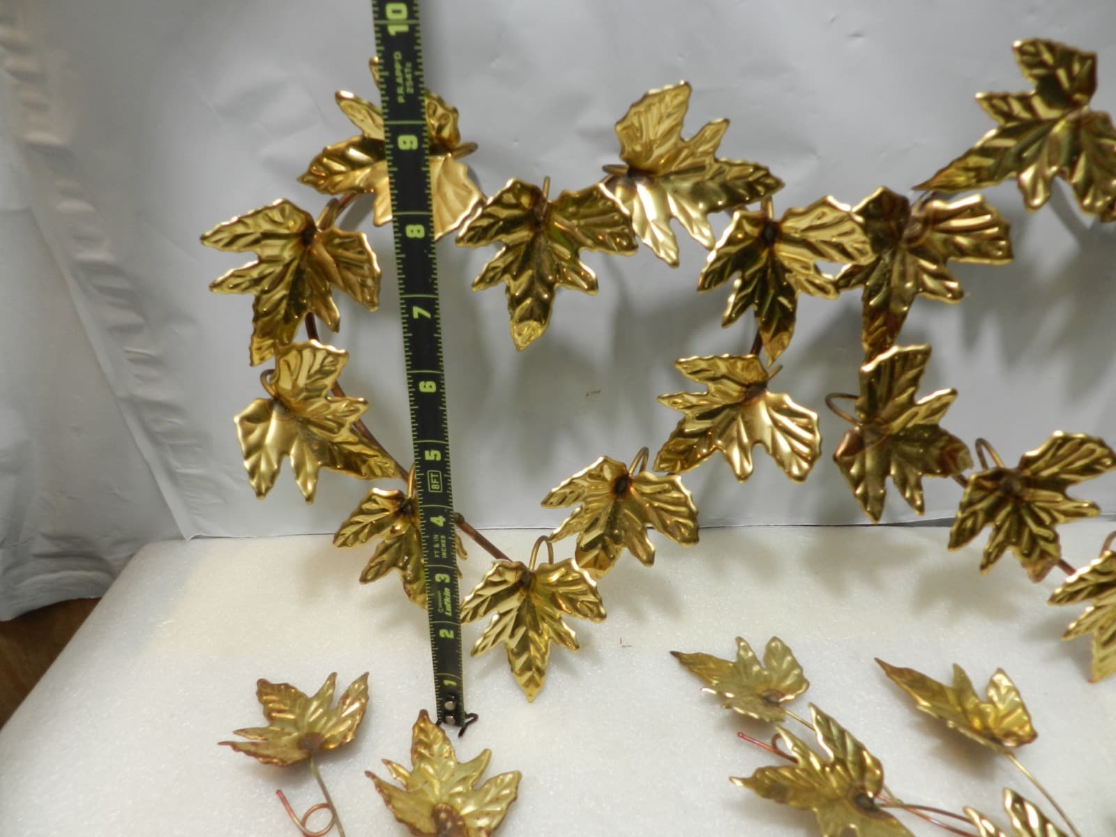 6 pc Vintage Home Interior Brass Metal Leaf Heart Shaped & 4 Leaves Stems (Z67J) - Thumbnail 5