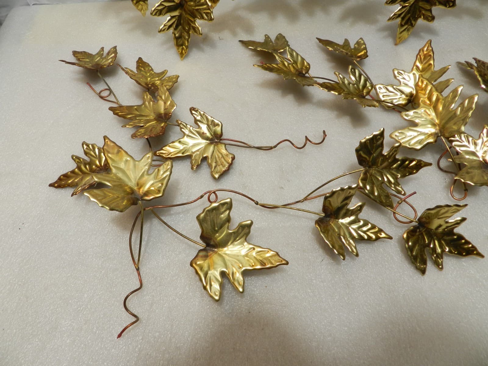 6 pc Vintage Home Interior Brass Metal Leaf Heart Shaped & 4 Leaves Stems (Z67J) - Thumbnail 6