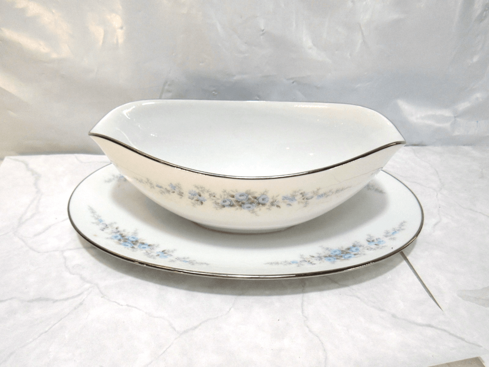 3Pc Retired NORITAKE ROSEBERRY 6241 Japan - Gravy Boat / Creamer / Sugar X86K - Thumbnail 4