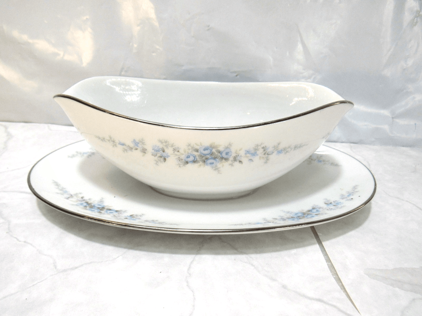 3Pc Retired NORITAKE ROSEBERRY 6241 Japan - Gravy Boat / Creamer / Sugar X86K - Thumbnail 2