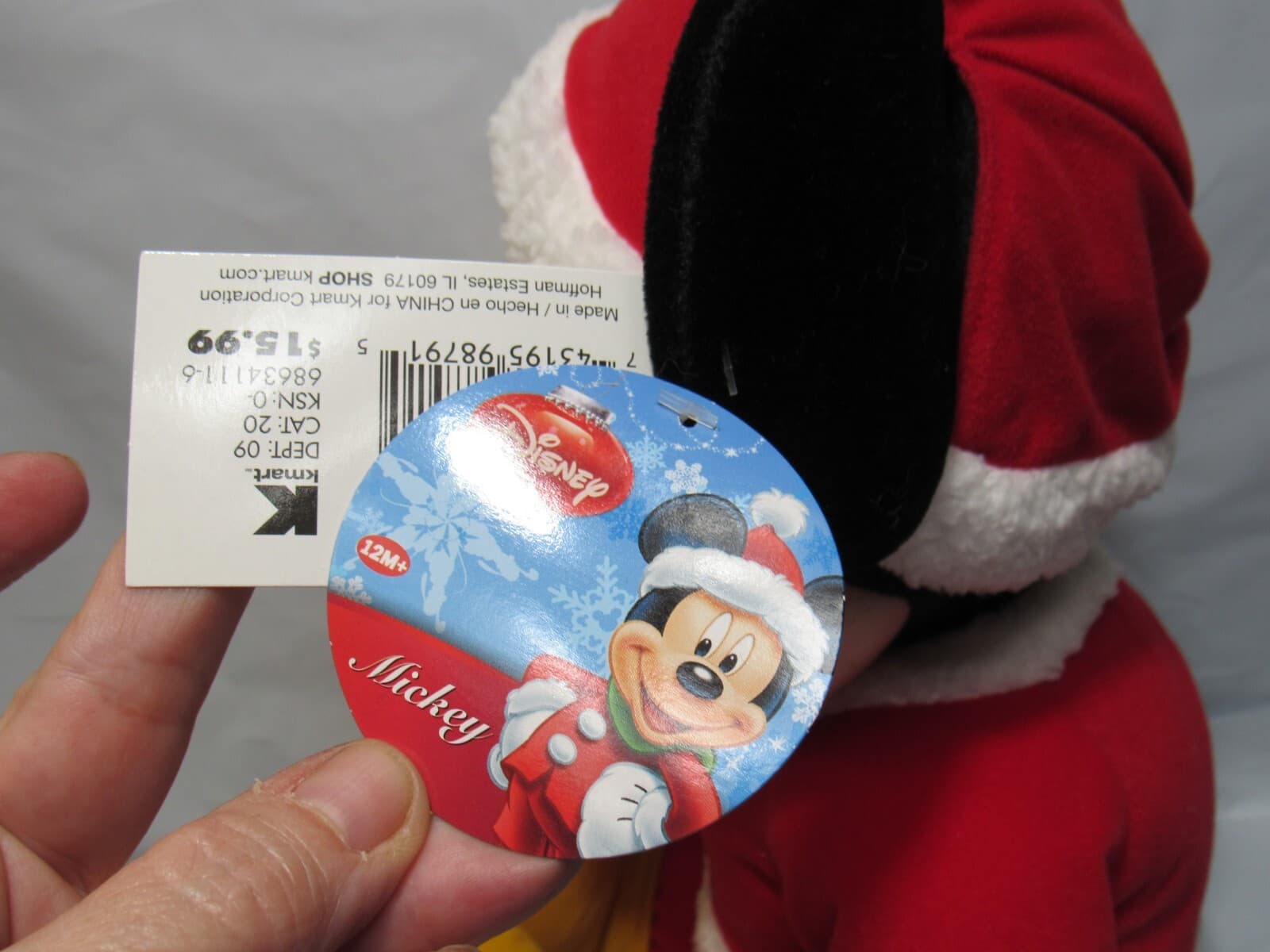 90's Mickey Mouse Santa Claus Plush Disney 18" Christmas Holiday NEW w Tags L78M - Thumbnail 6
