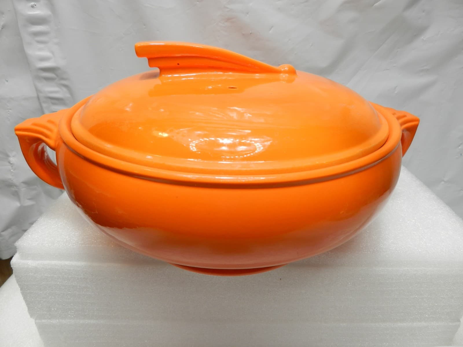 Vintage Hall's Ceramic Porcelain Casserole - Sun Dial - Orange - 11"W x 5"H H18S - Thumbnail 4